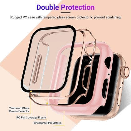 For Apple Watch 40 /41 /42 /44 /45mm Hard Case iWatch Gel Case With Built-In Screen Protector