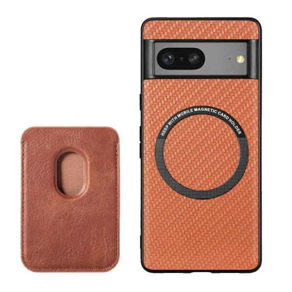 For Google Pixel 8 /8 Pro MagSafe Card Holder, Carbon Fiber, Detachable Magnetic Wallet Slot Case Cover