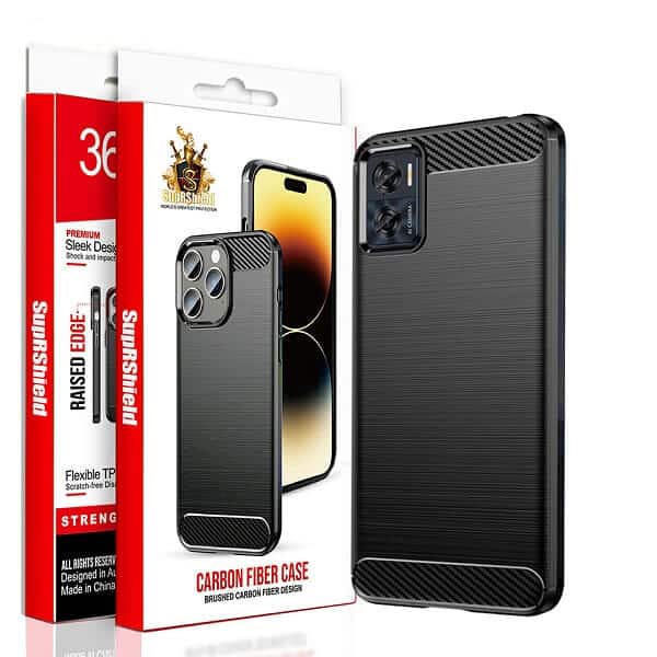 For Motorola Moto Rugged Shockproof Case Carbon Fiber Heavy Duty Rugged Cover (Black)