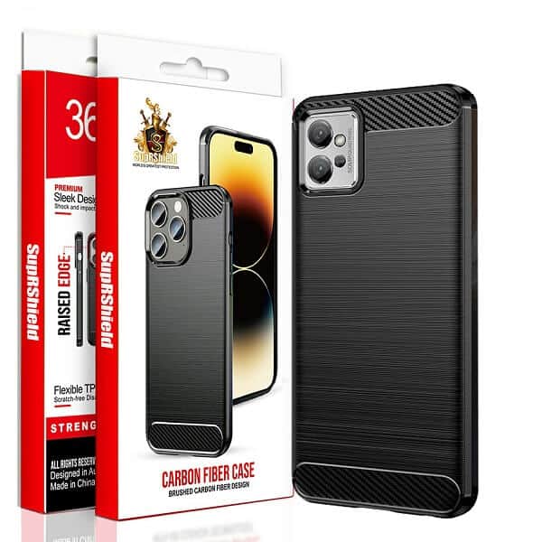 For Motorola Moto Rugged Shockproof Case Carbon Fiber Heavy Duty Rugged Cover (Black)