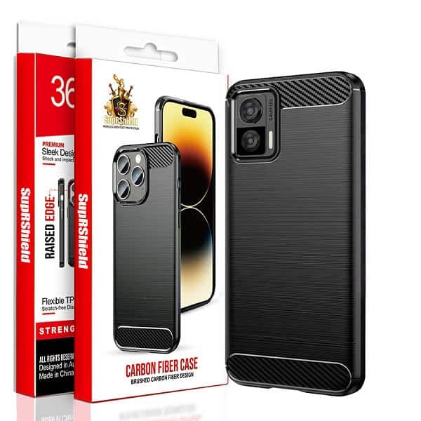 For Motorola Moto Rugged Shockproof Case Carbon Fiber Heavy Duty Rugged Cover (Black)