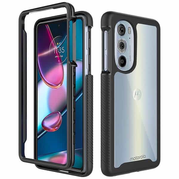 Motorola Moto Edge 30 Pro 5G Military Grade Full Body Shockproof Clear Heavy Duty Case Bumper Drop Protection Tough Cover (Black)