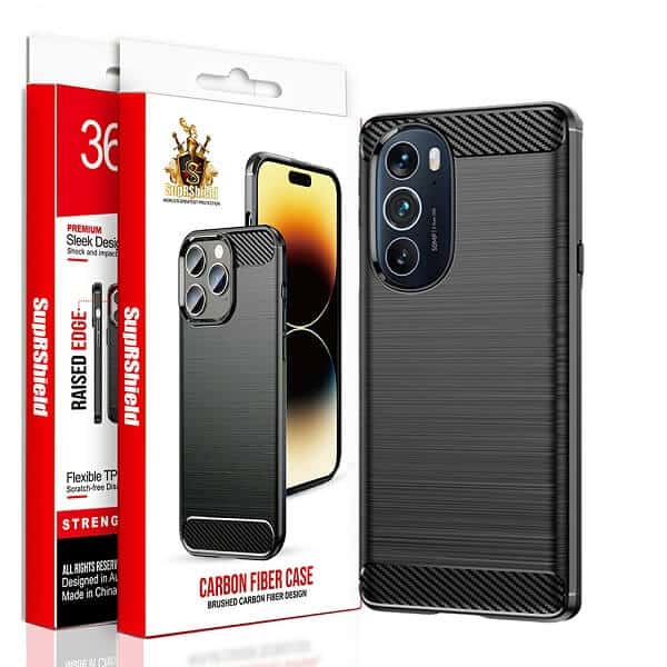 For Motorola Moto Rugged Shockproof Case Carbon Fiber Heavy Duty Rugged Cover (Black)