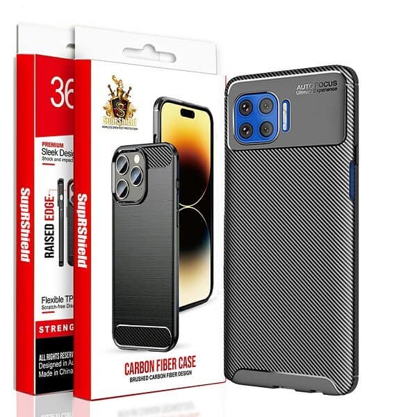 For Motorola Moto Rugged Shockproof Case Carbon Fiber Heavy Duty Rugged Cover (Black)