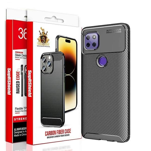 For Motorola Moto Rugged Shockproof Case Carbon Fiber Heavy Duty Rugged Cover (Black)