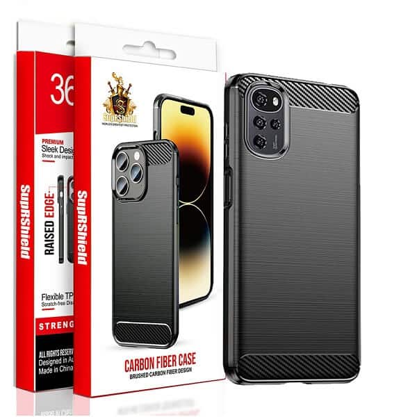 For Motorola Moto Rugged Shockproof Case Carbon Fiber Heavy Duty Rugged Cover (Black)