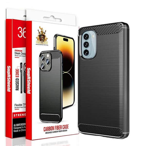 For Motorola Moto Rugged Shockproof Case Carbon Fiber Heavy Duty Rugged Cover (Black)