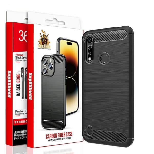 For Motorola Moto Rugged Shockproof Case Carbon Fiber Heavy Duty Rugged Cover (Black)