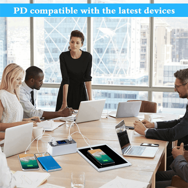 Multi 8 Port USB HUB Fast Charging Quick Charge QC3.0 PD Charger LED Display Charging Station Mobile Phone Desktop Wall Home