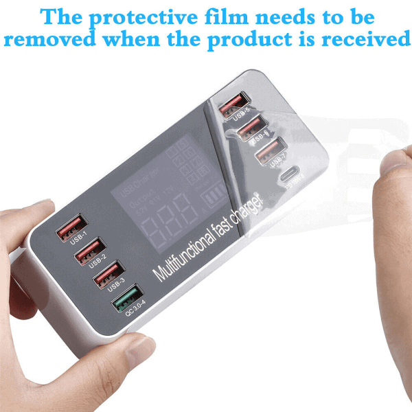 Multi 8 Port USB HUB Fast Charging Quick Charge QC3.0 PD Charger LED Display Charging Station Mobile Phone Desktop Wall Home