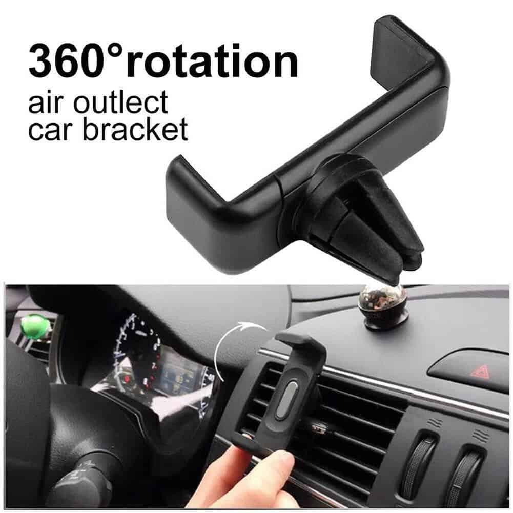 Universal 360° Rotating Air Vent Bracket Car Mobile Phone Holder For GPS Mount Cradle (Black)