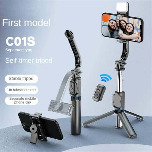 New Selfie Stick Tripod, Detachable Phone Bracket Monopod with Wireless Bluetooth Remote (8)