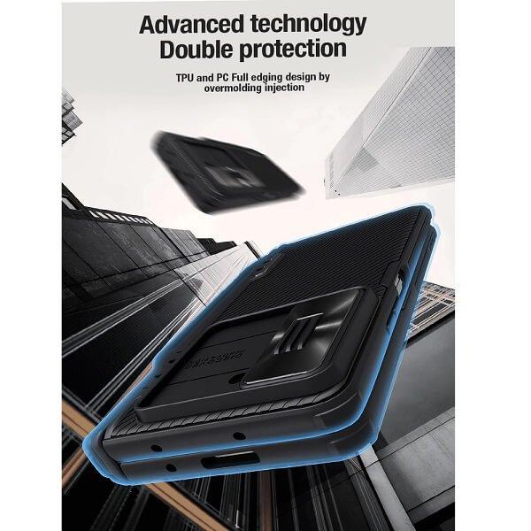 Nillkin CamShield Samsung Galaxy Z Fold 5 5G Slide Camera Back Protective 360° Fiber Cover Kickstand (Black)