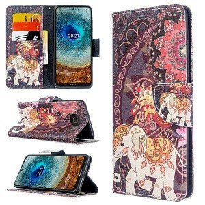 Nokia X10 Wallet Case Flip Leather Card Slots Magnetic Stand Cover (Elephant)