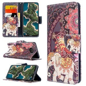 Nokia X20 Wallet Case Flip Leather Card Slots Magnetic Stand Cover (Elephant)