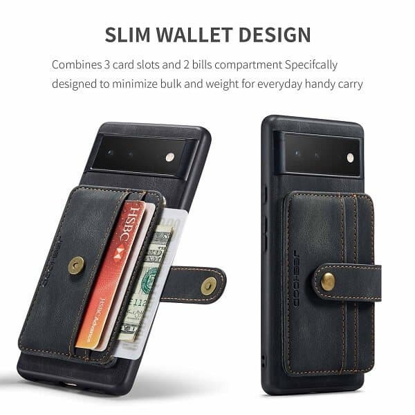 JEEHOOD For Google Pixel Wallet Leather Case with Detachable Ultra Slim RFID Blocking Back Card Holder