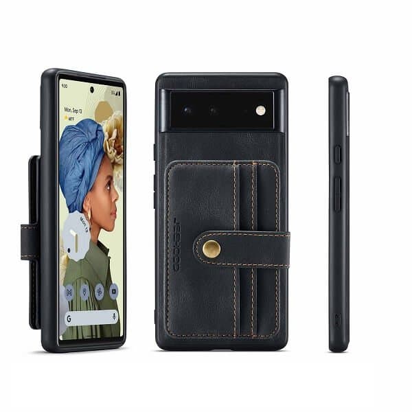 JEEHOOD For Google Pixel Wallet Leather Case with Detachable Ultra Slim RFID Blocking Back Card Holder