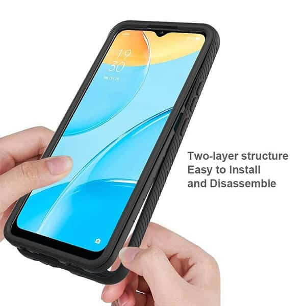 Oppo A15 Military Grade Full Body Shockproof Clear Heavy Duty Case Bumper Drop Protection Tough Cover (Black)