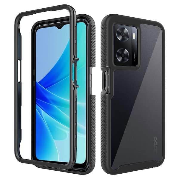 For Oppo Military Grade Full Body Shockproof Clear Heavy Duty Case Bumper Drop Protection Tough Cover (Black)
