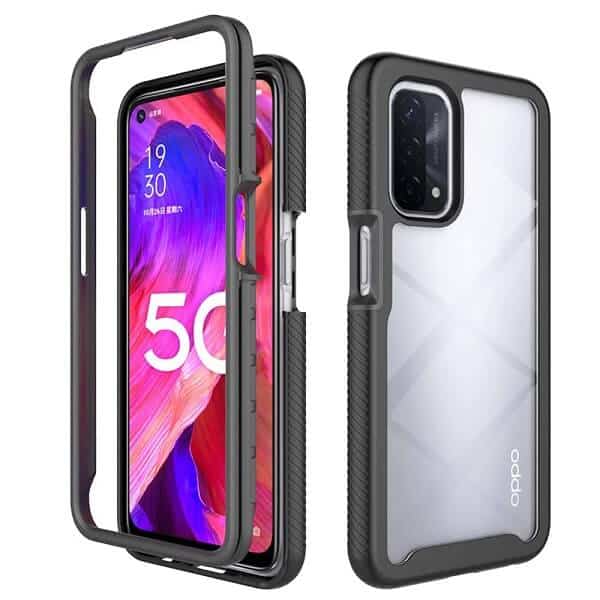Oppo A74 5G Military Grade Full Body Shockproof Clear Heavy Duty Case Bumper Drop Protection Tough Cover (Black)