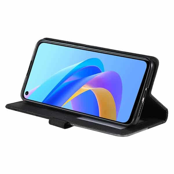 Oppo A76 SupRShield Wallet Leather Card Holder Flip Protective Shockproof Magnetic Case Cover (Black Style 3)