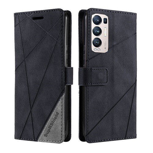 Oppo Find X3 Neo Wallet Case Flip Leather Card Slots Shockproof Cover (Black)