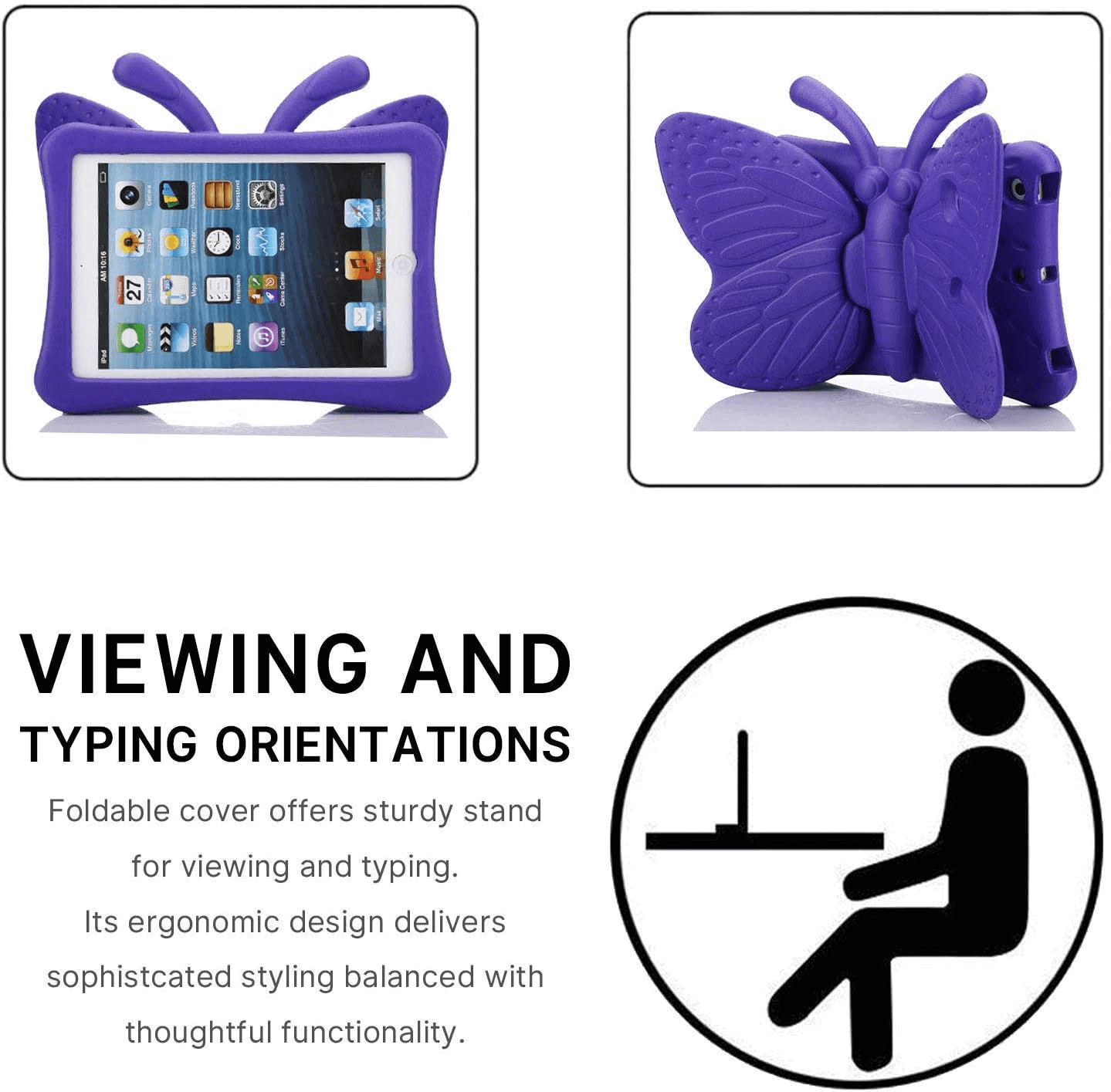For Apple iPad Eva Butterfly Kids Friendly Stand Protective Shockproof Light Weight Heavy Duty Case Cover