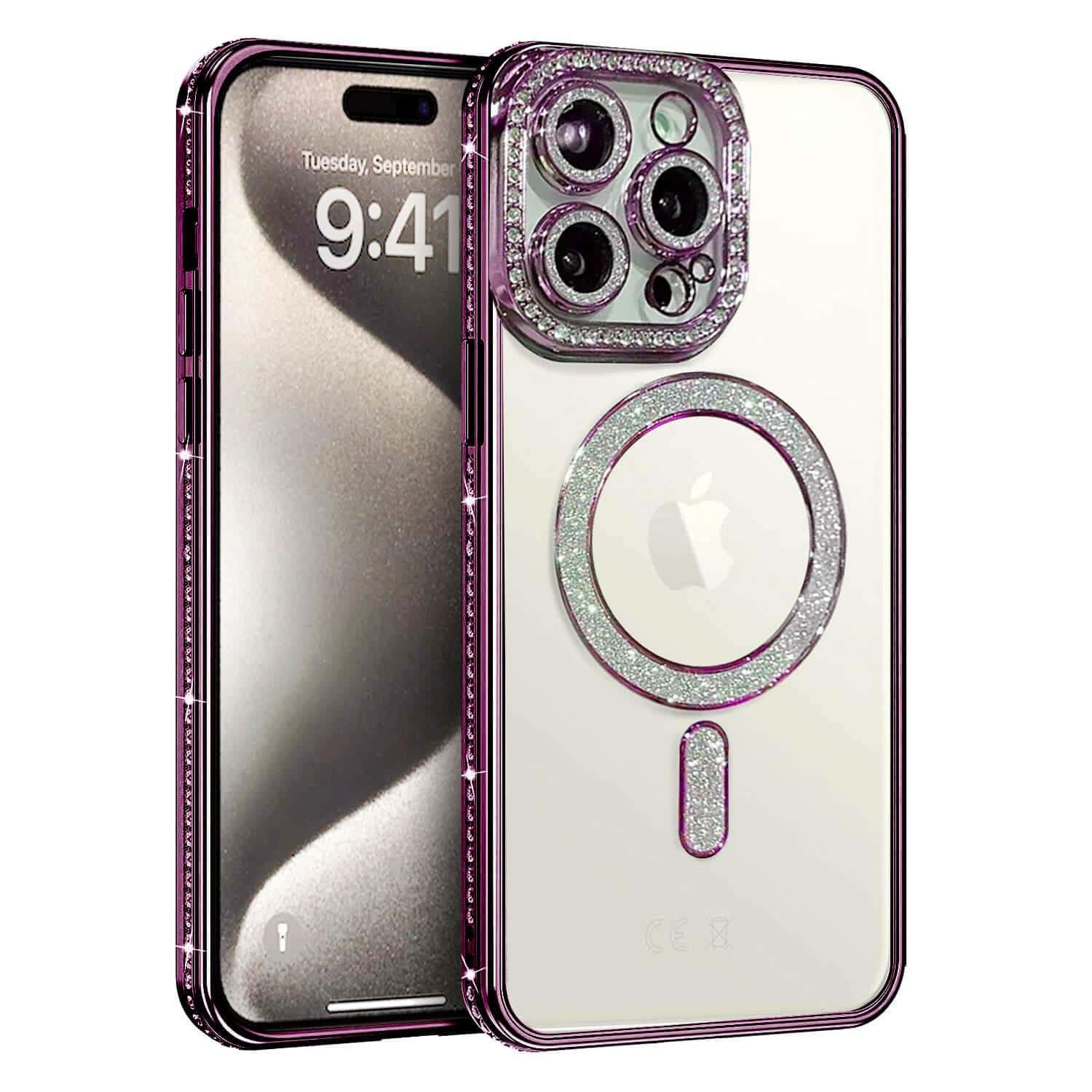 Apple iPhone MagSafe Magnetic Diamond Rhinestone Glitter Crystal Bling Camera Lens Protector Cover