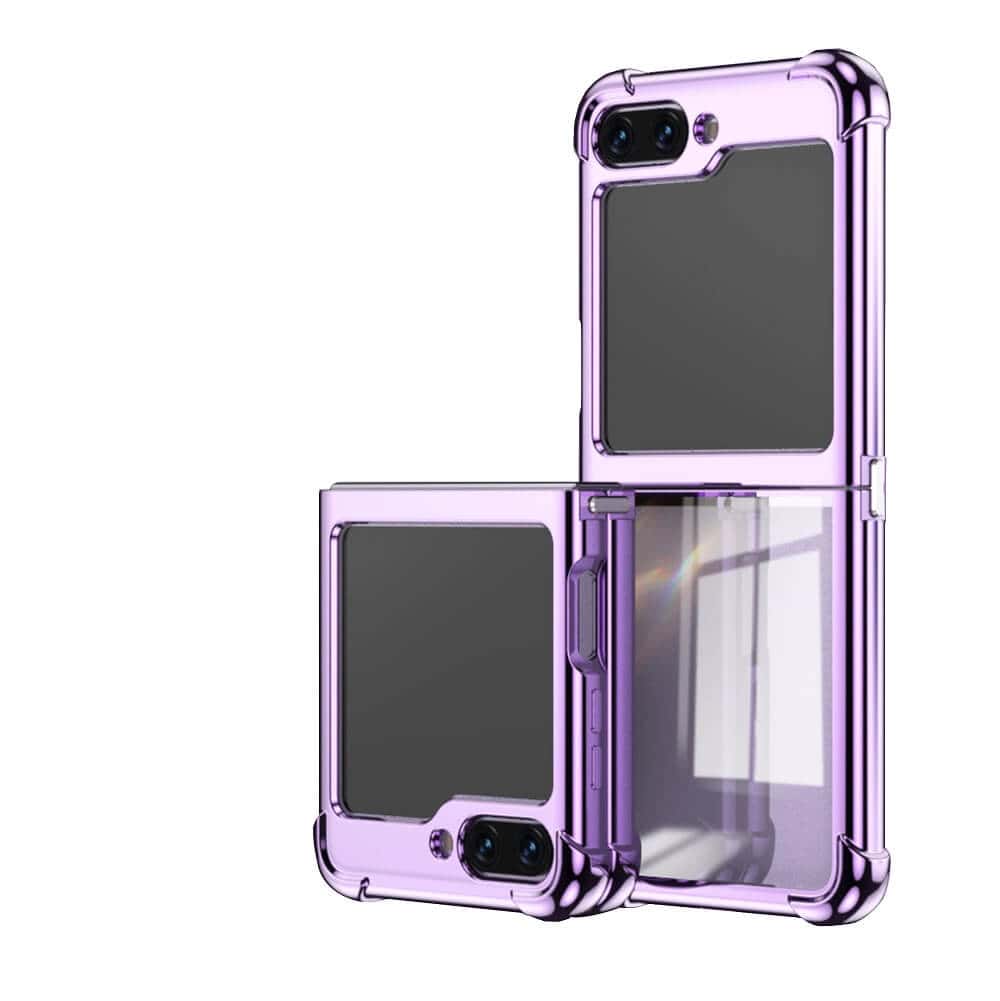 For Samsung Galaxy Z Flip 5 Case Electroplated Transparent Back Folding Shockproof Hard Cover