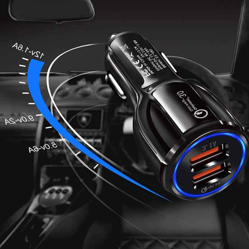 QC3.0 35W 2 USB Ports 6A Fast Charging Car Charger Quick Charge Mobile Phone Charger for iPhone Samsung Nokia Oppo Moto Google