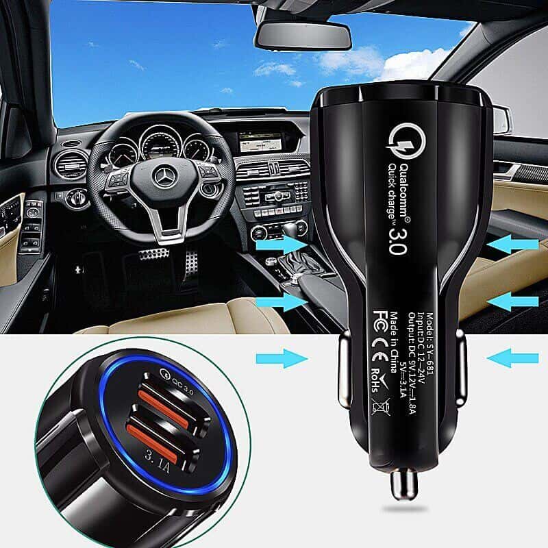 QC3.0 35W 2 USB Ports 6A Fast Charging Car Charger Quick Charge Mobile Phone Charger for iPhone Samsung Nokia Oppo Moto Google