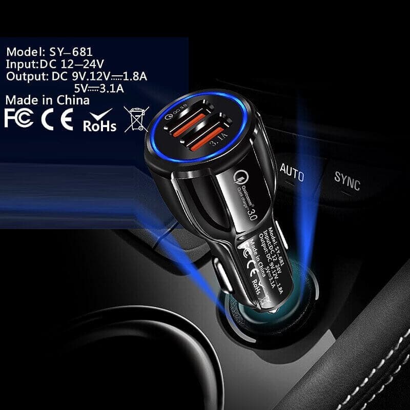 QC3.0 35W 2 USB Ports 6A Fast Charging Car Charger Quick Charge Mobile Phone Charger for iPhone Samsung Nokia Oppo Moto Google