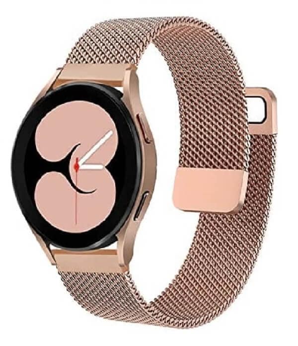 Samsung Galaxy Watch 4 40mm 44mm /Watch 4 Classic 42mm 46mm Replacement Wristband, Adjustable Stainless Steel Milanese Wrist Band Strap For Women Men Unisex (Rose Gold)