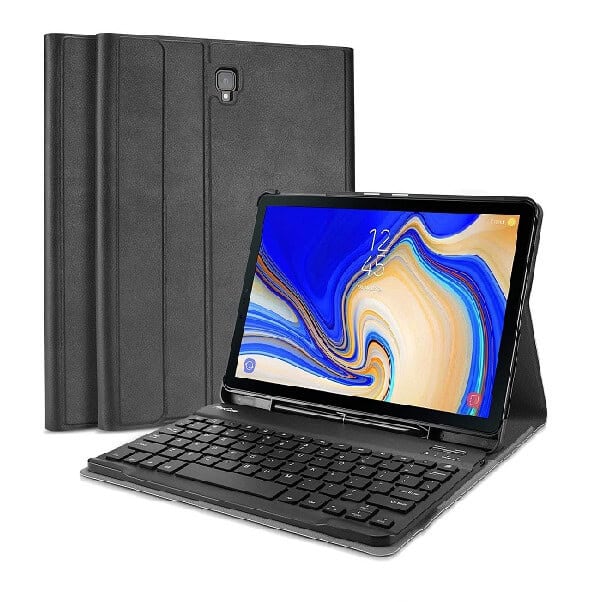 Samsung Galaxy Tab S4 10.5 inch SM-T830 T835 Wireless Bluetooth Keyboard Case Protective Slim Folio Leather Smart Cover (Black)