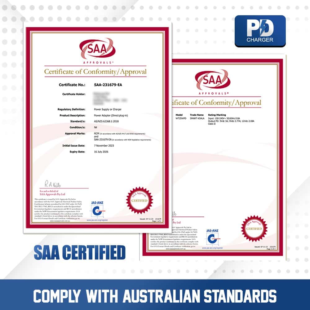 Smart Koala 25W PD Type C + USB A QC3.0 Dual Charger SAA Certified Fast Charging Charger Wall Plug Power Adapter