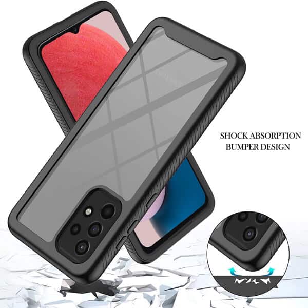 Samsung Galaxy A13 4G Military Grade Full Body Shockproof Clear Heavy Duty Case Bumper Drop Protection Tough Cover (Black)