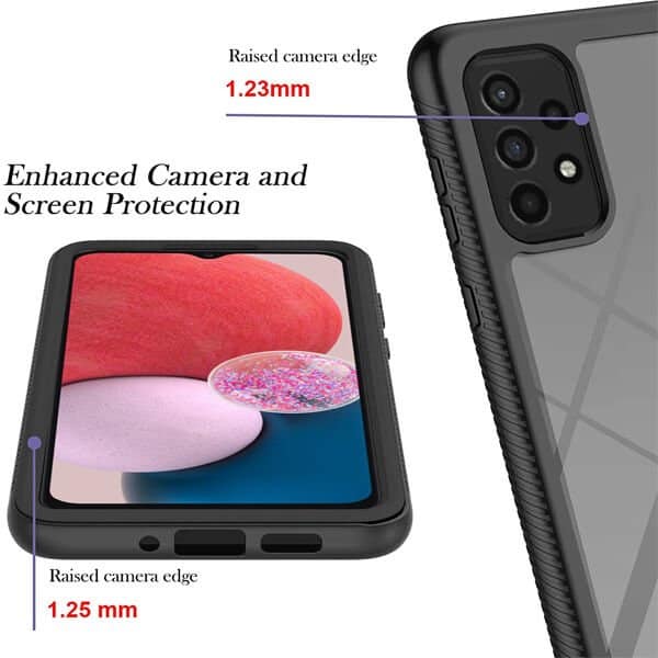 Samsung Galaxy A13 4G Military Grade Full Body Shockproof Clear Heavy Duty Case Bumper Drop Protection Tough Cover (Black)