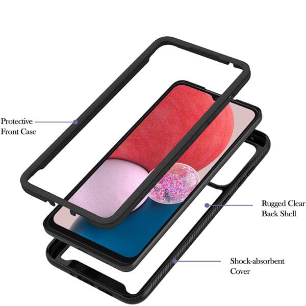 Samsung Galaxy A13 4G Military Grade Full Body Shockproof Clear Heavy Duty Case Bumper Drop Protection Tough Cover (Black)