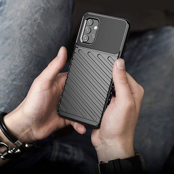 For Samsung Galaxy A Series Shockproof Case Absorption Anti Scratch Heavy Duty Durable Drop Protection Phone Armor Back Cover (Black)