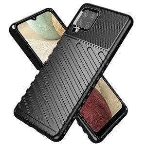 Samsung Galaxy A12 Case Shockproof Absorption Anti Scratch Heavy Duty Durable Drop Protection Phone Armor Back Cover (Black)