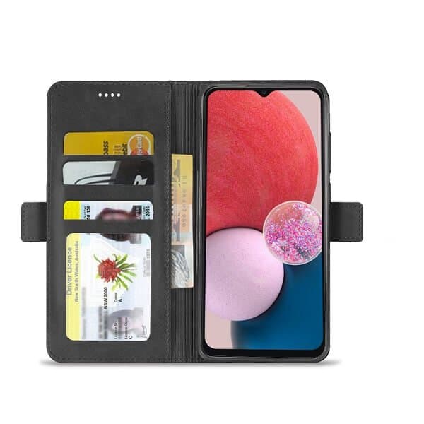 Samsung Galaxy A13 4G Wallet Case Flip Leather Card Slots Magnetic Stand Cover (Black)