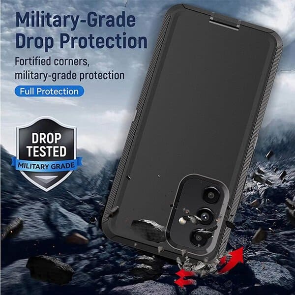 Samsung Galaxy A13 5G Case Drop Resistant Defender Tradies Heavy Duty Rugged Shockproof Cover (Black)