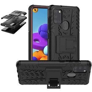 Samsung Galaxy A21s Heavy Duty Case Shockproof Rugged Protective Cover (Black)