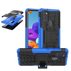 Samsung Galaxy A21s Rugged Case Shockproof Heavy Duty Protective Cover (Blue)