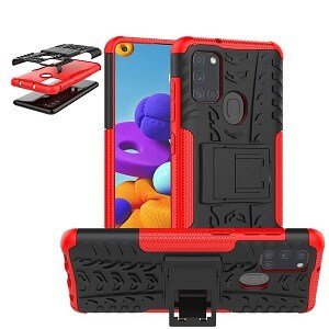 Samsung Galaxy A21s Rugged Case Shockproof Heavy Duty Protective Cover (Red)