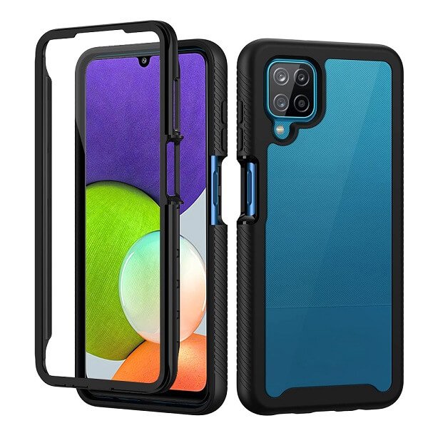 Samsung Galaxy A22 4G Military Grade Shockproof Clear Heavy Duty Case Bumper Drop Protection Tough Cover (Black)