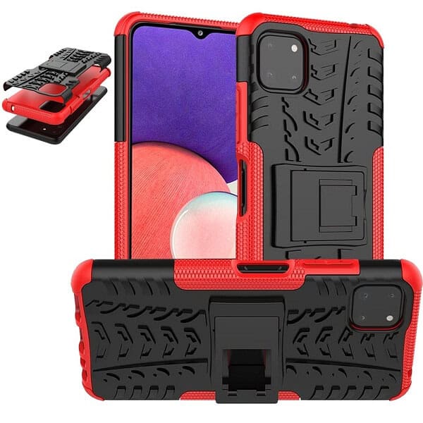 Samsung Galaxy A22 5G Heavy Duty Case Shockproof Rugged Protective Cover (Red)