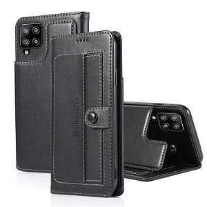 Samsung Galaxy A42 5G Wallet Case Flip Leather Card Slots Magnetic Stand Cover (Black)