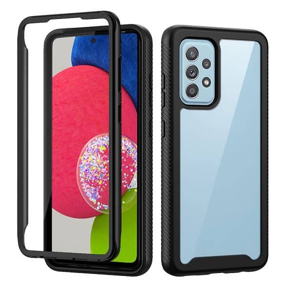 Samsung Galaxy A52s 5G Military Grade Full Body Shockproof Clear Heavy Duty Case Bumper Drop Protection Tough Cover (Black)