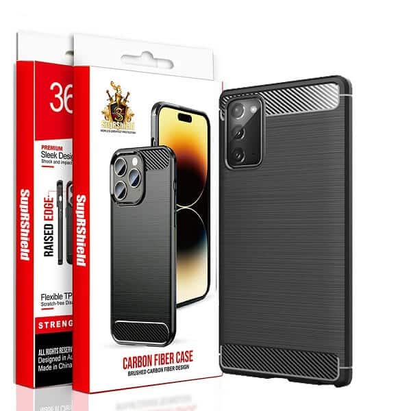 For Samsung Galaxy Note Series Shockproof Heavy Duty Rugged Matte Carbon Fiber Case Cover (Black)